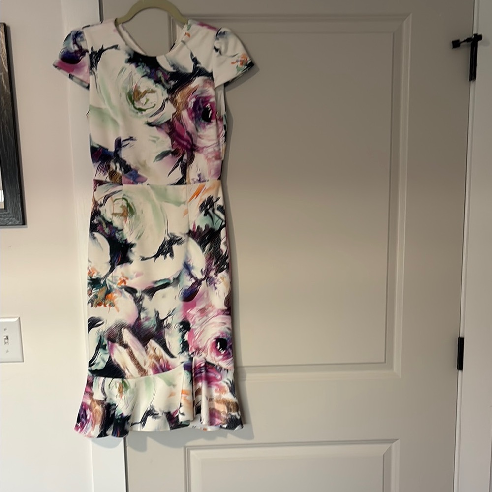 Cream Sheath Midi Dress with Flutter Cap Sleeves